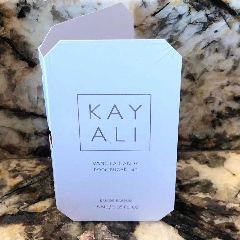 Kayali Vanilla Candy Rock Sugar |42 Sample Vial Spray Card